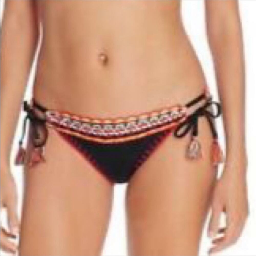 Isabella Rose NWT Swim Bikini Bottom Black Bohemian Bali Loop Tie Side - Picture 6 of 8